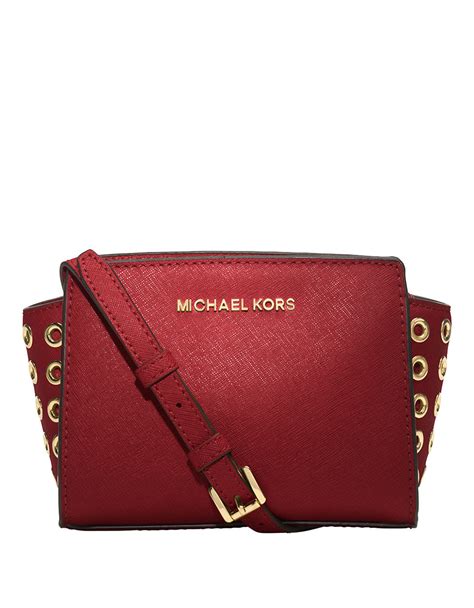 michael kors grommet satchel|Michael Michael Kors Selma Grommet Leather Mini Messenger .